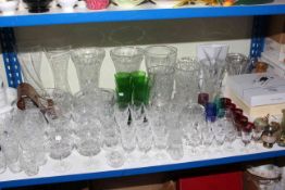 Collection of assorted cut and coloured glasswares, boxed collectors plates, onyx wares,