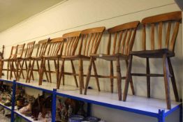 Collection of nine various Farmhouse kitchen chairs.