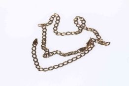 9 carat gold flattened chain link necklace, 48cm.