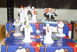 Coalport Characters The Snowman Groups and figures, six pieces with boxes.