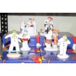 Coalport Characters The SNowman groups and figures, six pieces with boxes.