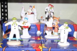 Coalport Characters The SNowman groups and figures, six pieces with boxes.