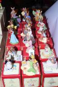 Royal Doulton Bunnykins figures including Sir Gawain and Mermaid, eighteen pieces, with boxes.