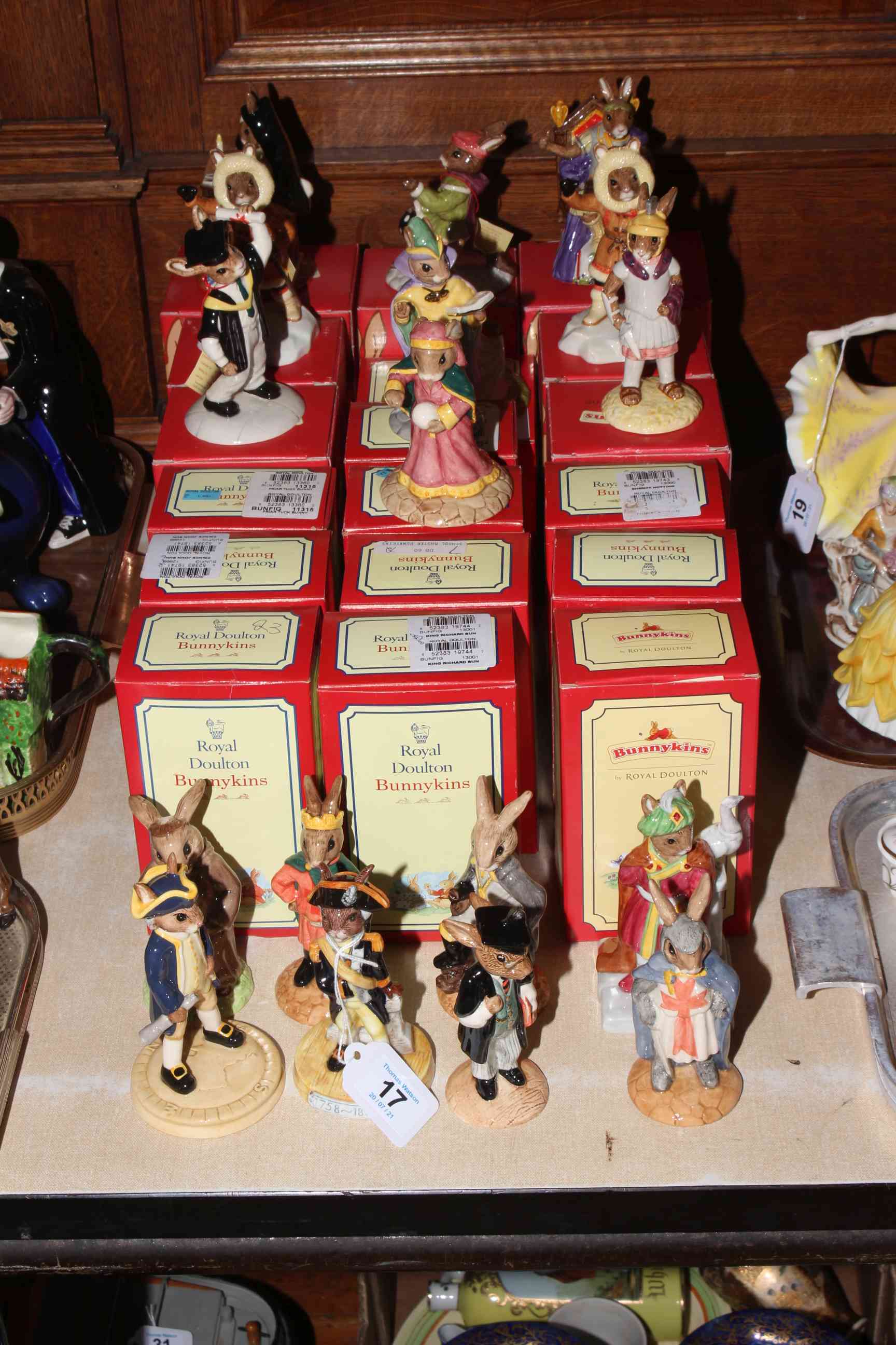 Royal Doulton Bunnykins figures, eighteen pieces, all with boxes.