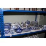 Collection of Victorian and later blue and white including Tams Priary jardiniere, meat plates,