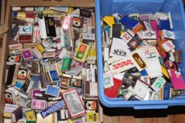 Two boxes of vintage to modern match boxes (some advertising interest).