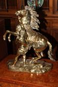 Large brass Marley horse, 59cm high.