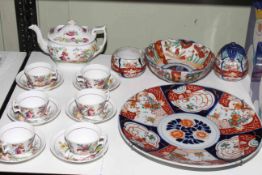 Large Imari plaque, bowl and two pots, and 19th Century Staffordshire teaware.