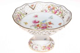 Schumann pierced tazza with flower decoration, 15cm high.