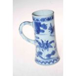 Chinese blue and white vessel with warrior on horseback, 20cm.