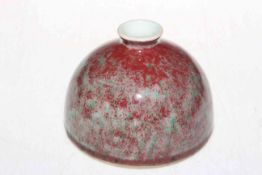 Chinese brush washer with mottled ox blood glaze, 13cm across.