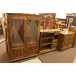 Old Charm leaded glazed door cabinet bookcase, open bookcase and two door side cabinet (3).