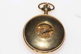 Rotary gold plated pocket watch and chain, boxed, modern.