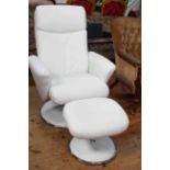 Contemporary swivel reclining chair and footstool.