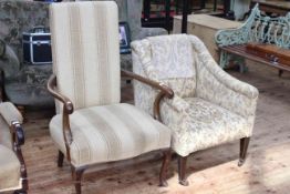 Edwardian armchair and later open armchair on cabriole legs.