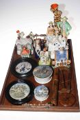 Collection of 19th Century Staffordshire Pottery including spill vases, cottages and greyhound,