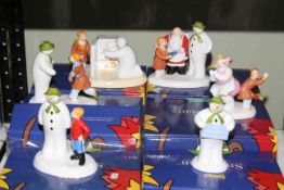 Coalport Characters The Snowman groups and figures, six pieces with boxes.