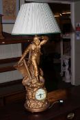 Highly decorative Fisherman clock table lamp. 75cm.