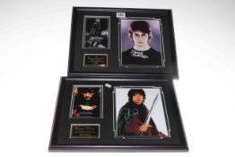 Harry Potter and Lord of the Rings framed memorabilia.