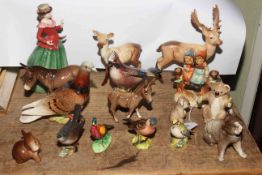 Collection of fourteen Beswick animals and birds, Doulton figure Holly and a Goebel figure.
