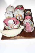 Collection of Maling Ware including two Ringtons commemorative caddies and mug,