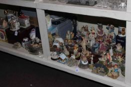 Novelty teapots, collectors plates, various figures, Danbury Mint cottages, vases, etc.