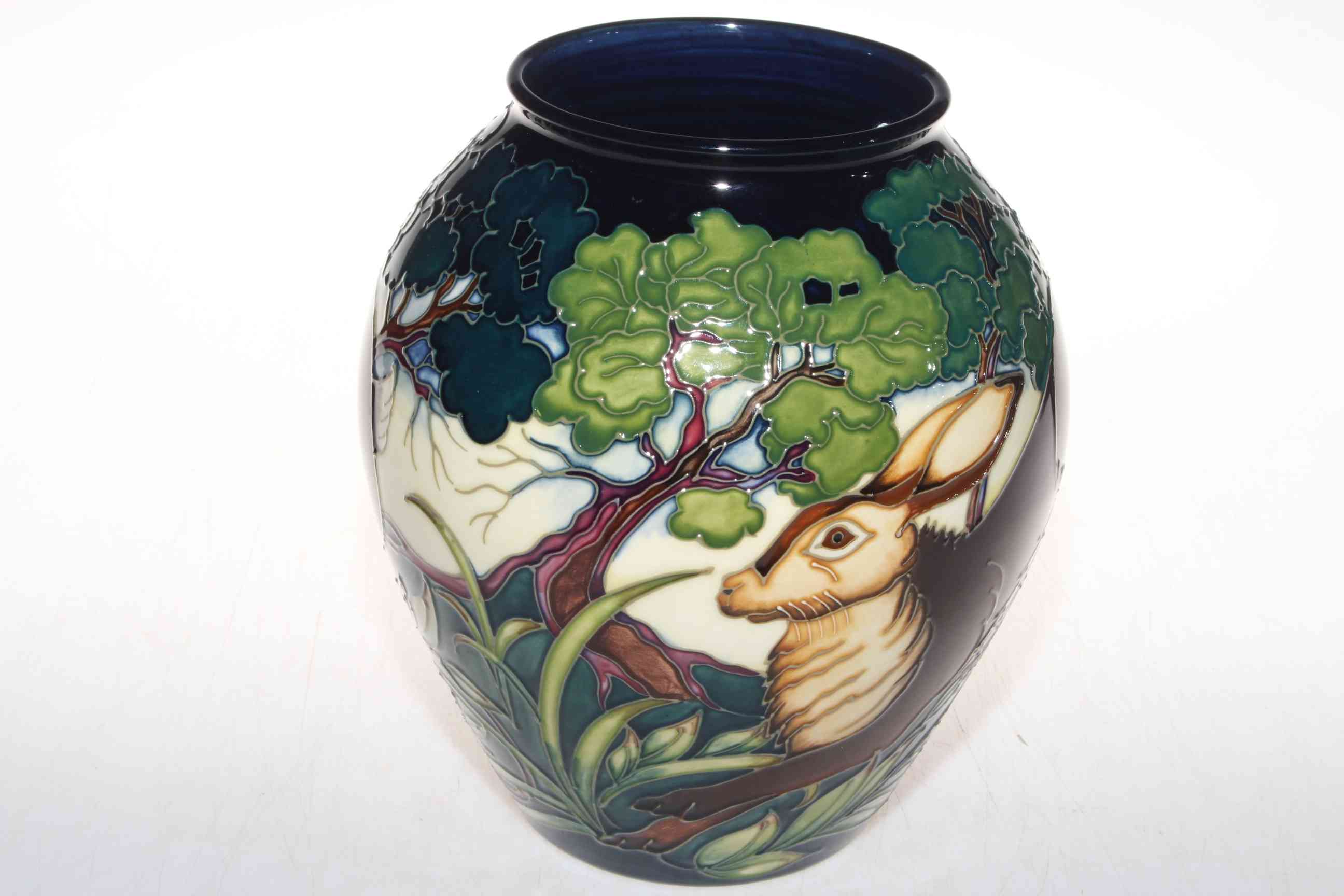 Moorcroft limited edition Sowerby Hare pattern vase by Philip Gibson, 118/250, 21cm, with box.