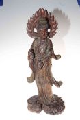 Chinese Buddhist carved wooden statue of Quanyin, 58cm.