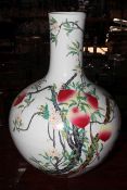 Large Chinese vase with peach and blossom on branch decoration, 57cm.