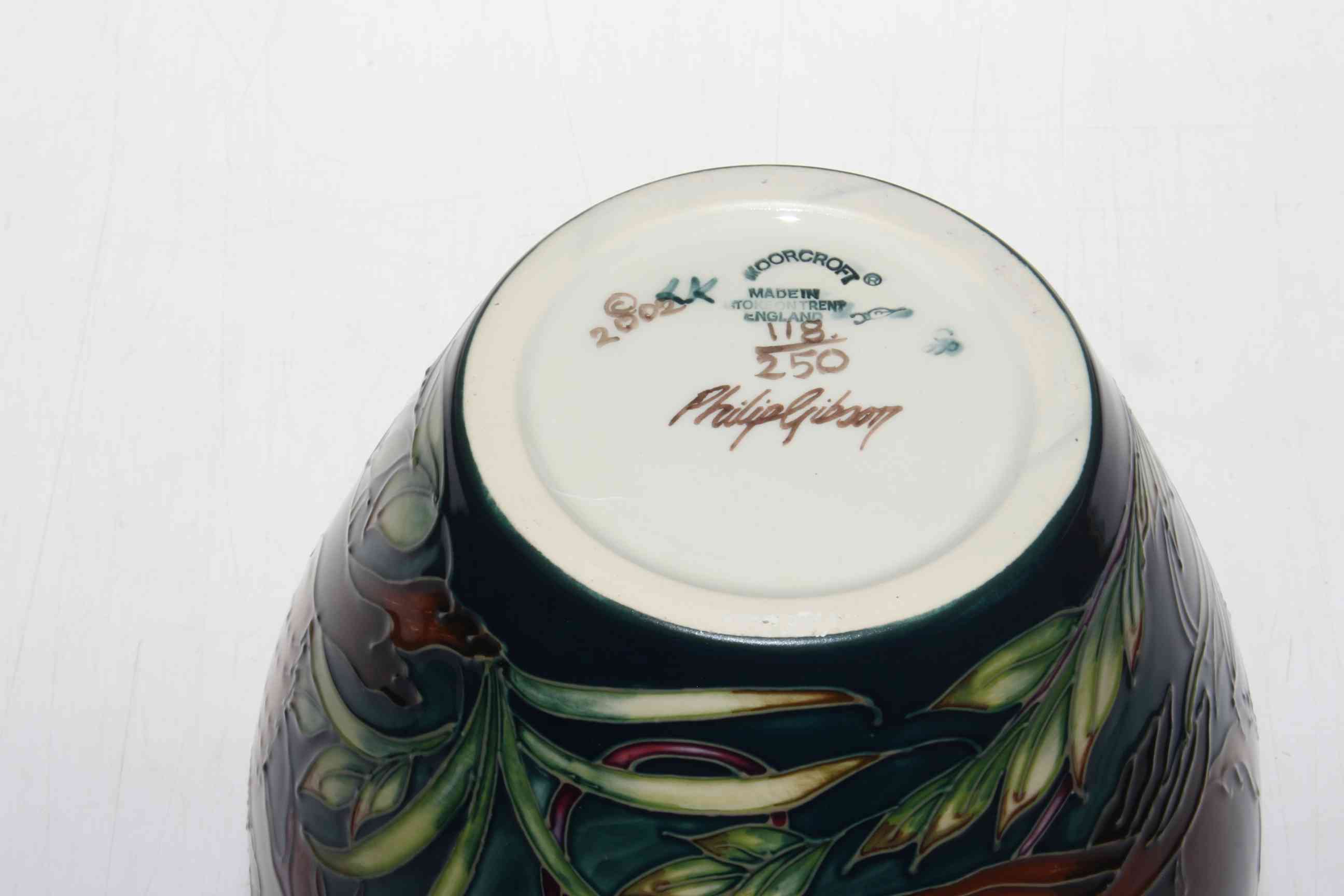 Moorcroft limited edition Sowerby Hare pattern vase by Philip Gibson, 118/250, 21cm, with box. - Image 4 of 4