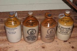 Four stoneware brewers bottles including two Fentimans, G. Sykes & Son and A.