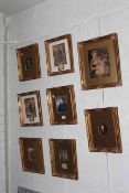 Collection of eight gilt framed Baxter and other prints.