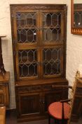 Old Charm leaded glazed top cabinet bookcase, 199cm high by 92cm wide by 48cm deep,