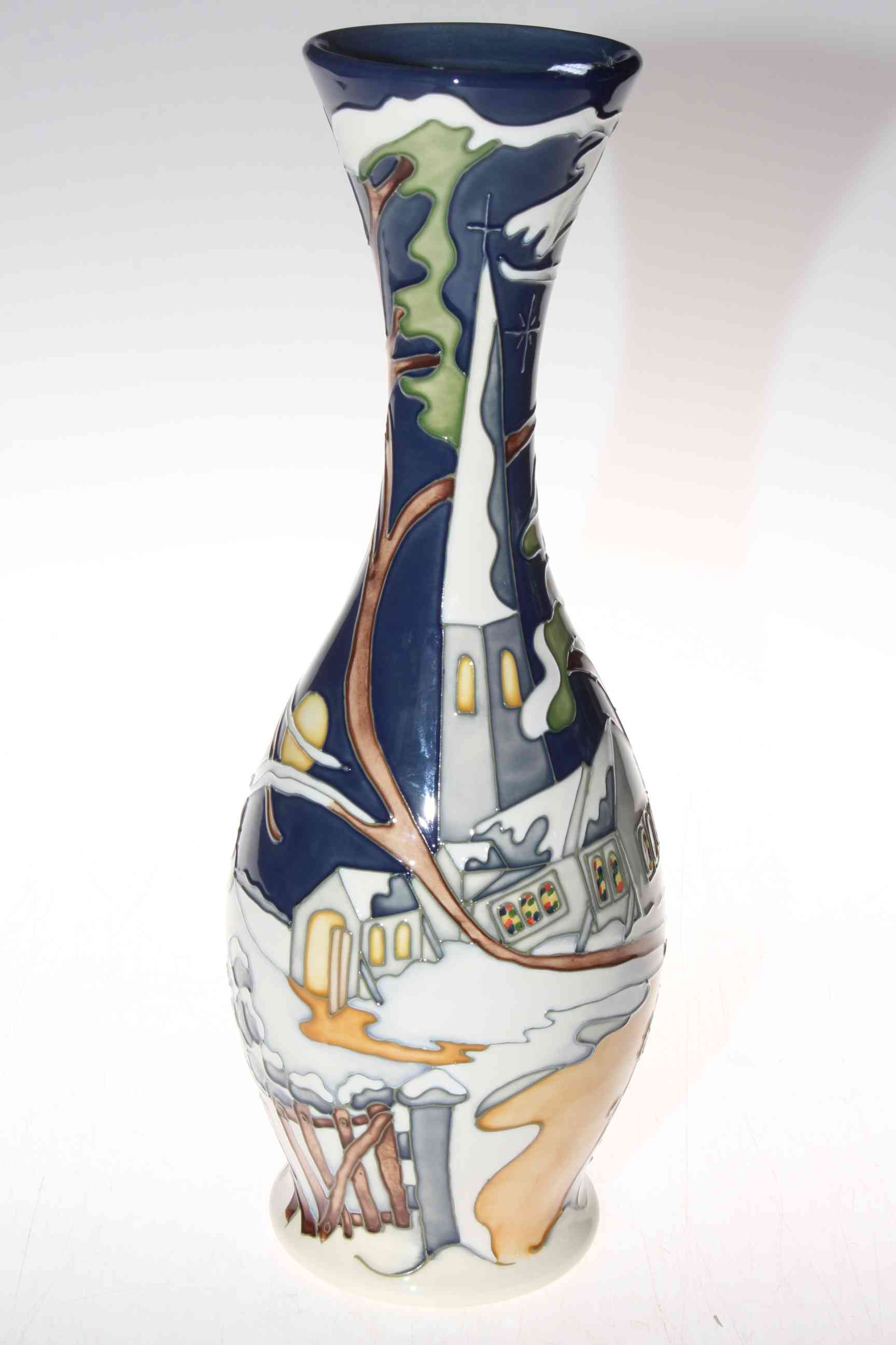 Moorcroft limited edition Church in Winter Landscape vase by Kerry Goodwin, 35/50, 37cm, with box.