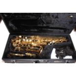 500 Series Jupiter saxophone in box.