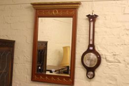 Regency style pier mirror, gilt framed rectangular wall mirror and modern barometer (3).