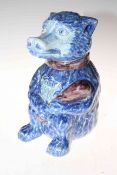 Delft Ware blue and white wolf storage jar and cover, 26cm.