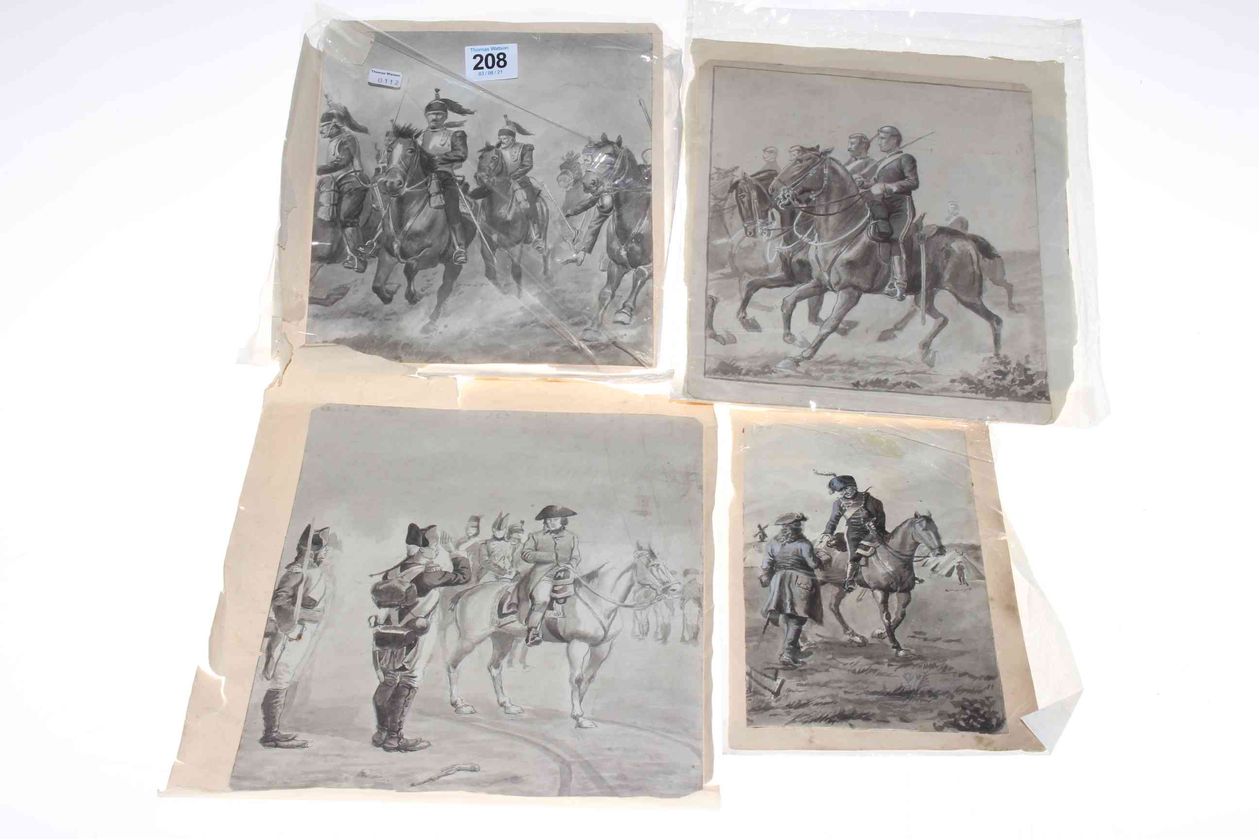 Four 19th Century drawings of the Napoleonic War.
