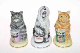 Royal Doulton limited edition Dulux dog, and two Whiskas Cats, all boxed.