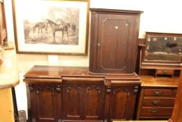 Victorian mahogany breakfront four door chiffonier, late Victorian dressing table,