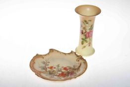 Royal Worcester blush shaped and pierced plate, and wild rose vase (2).