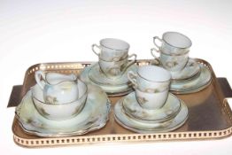 Dixonian Ware rose pattern twenty piece tea set (lacking one saucer).