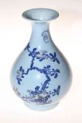 Chinese ovoid vase with blue branch and two bats decoration, underglaze blue mark, 26cm.