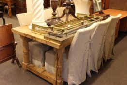 Rustic pine plank top kitchen table,