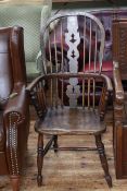 Antique Windsor pierced splat back elbow chair.