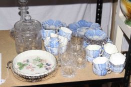 Blue and white jungle print tea service (some pieces marked with Wileman stamp to base),