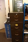 Vintage 'The Wellington' four drawer filing cabinet, ten drawer and six drawer index cabinets (3).