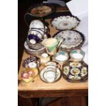 Mixed china including Spode teaware, Noritake tazza, Royal Crown Derby coffee can, etc.