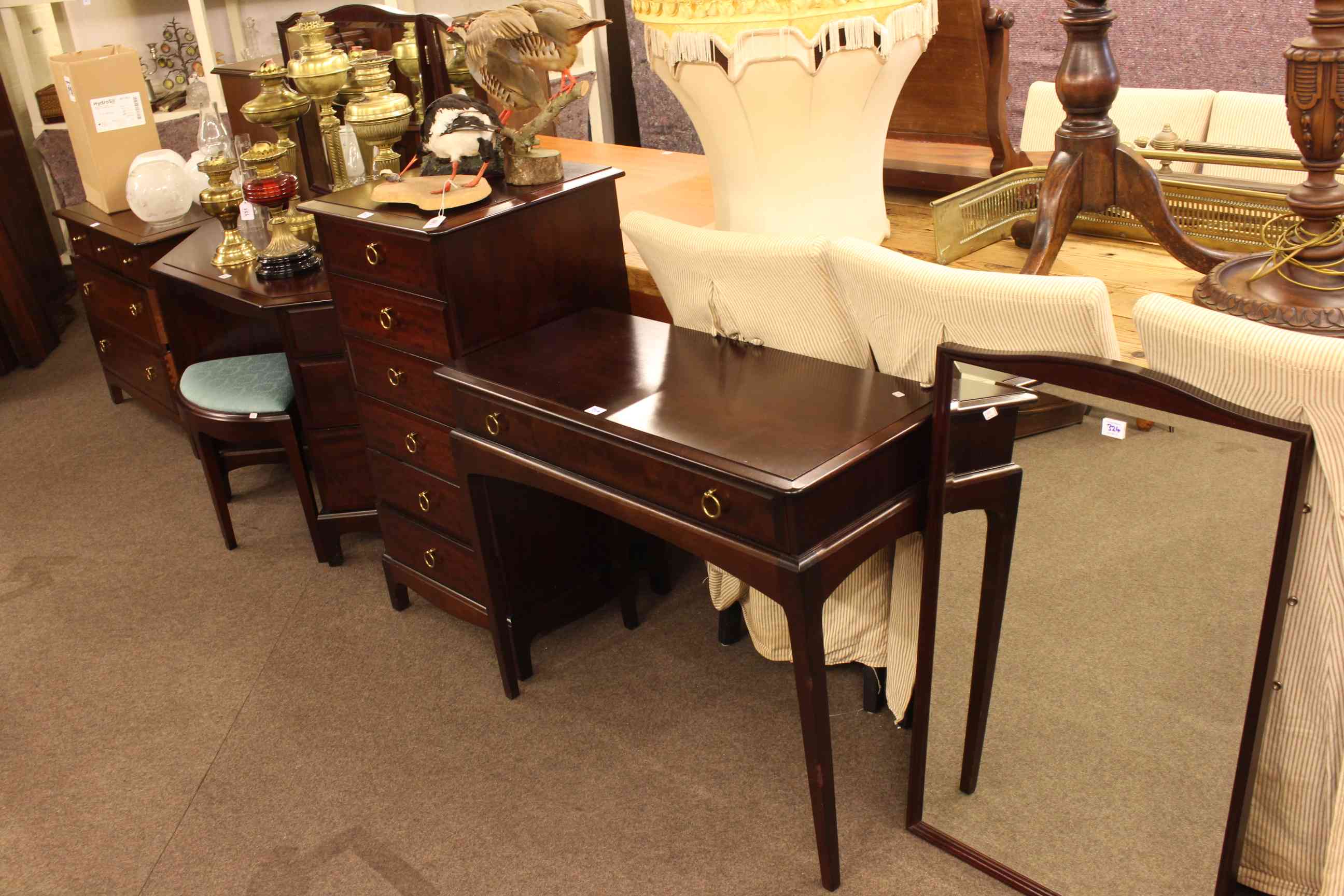 Collection of Stag Minstrel furniture to include corner dressing table and stool, five drawer chest, - Image 2 of 2