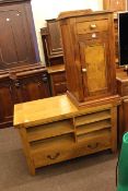 Ash entertainment unit and stained pedestal cupboard (2).